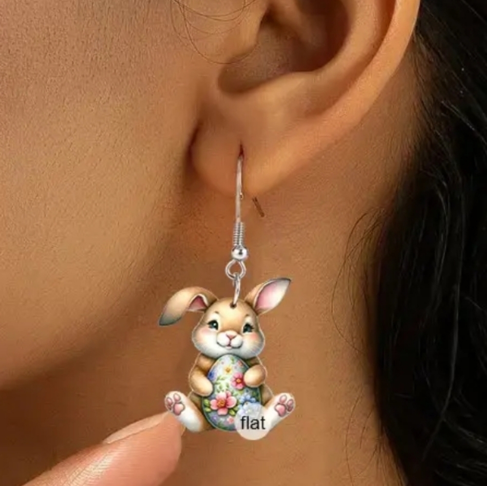 ✨3 FOR $28✨🆕️🐰EASTER BUNNY ACRYLIC 2D EARRINGS🐰